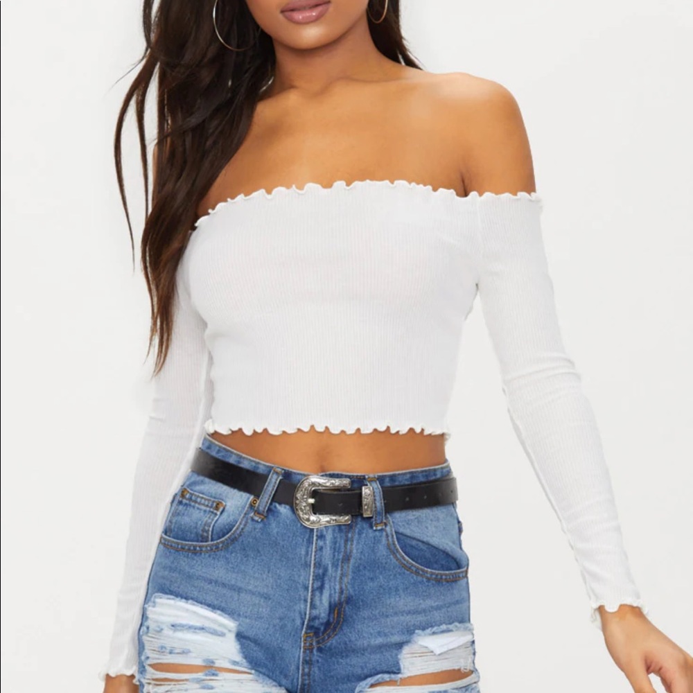 Pretty Little Thing White Crop Top